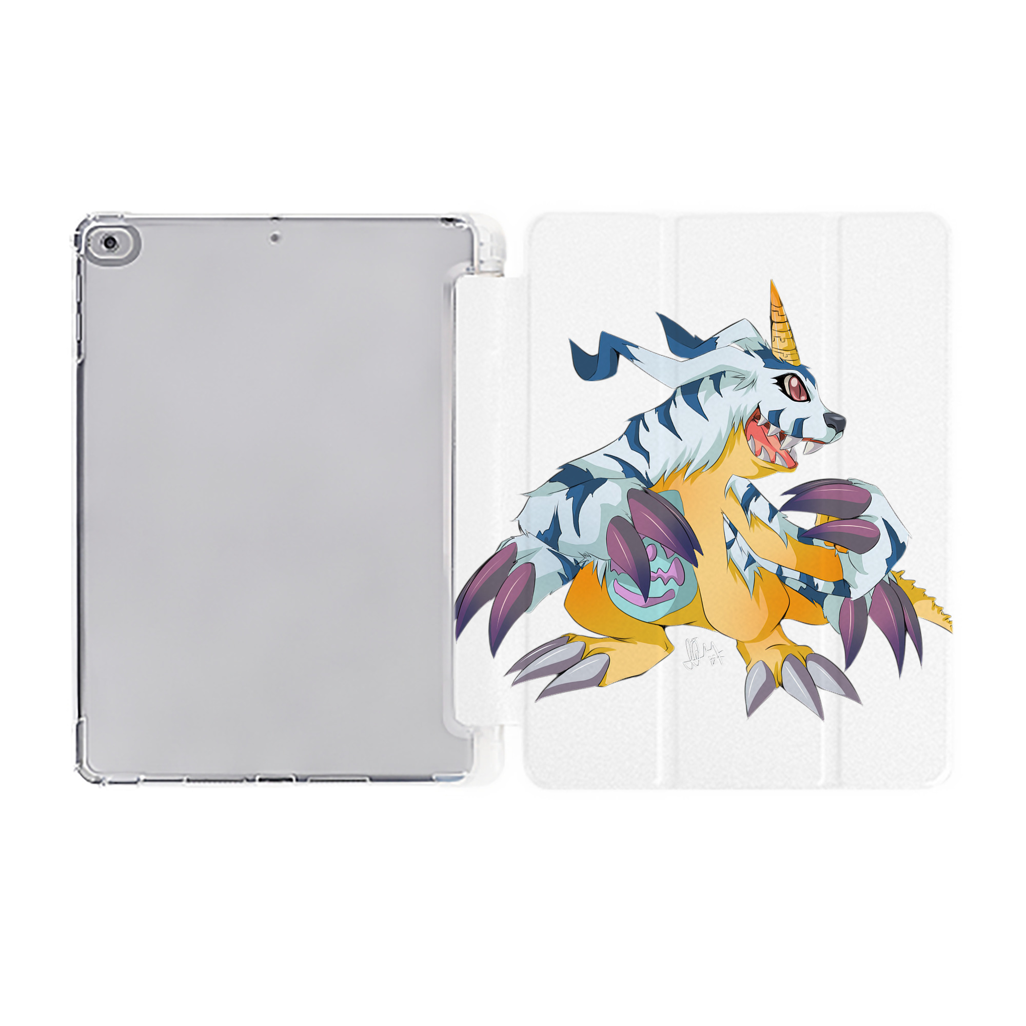 （画像用） Digimon デジタルモンスター/デジモン IPad ケース ペン収納付き 三つ折りスタンド PUレザー×シリコン 対応機種9.5/10.5/10.9インチ